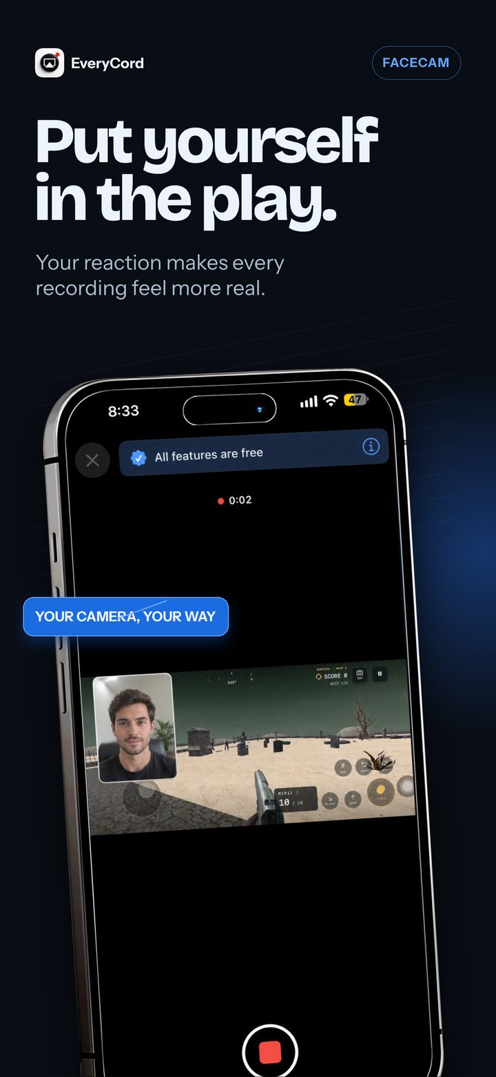 A facecam bubble over a screen recording.