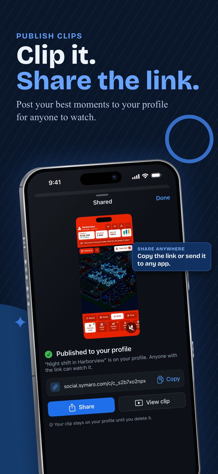 Clip it and share the link. Clips stay on your profile for anyone to watch.